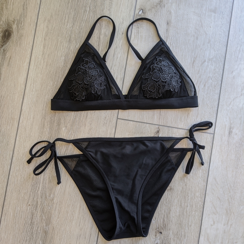 Mesh Triangle Bikini Top & Mesh Bottom